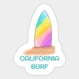 Rainbow Surf. California Surf Sticker